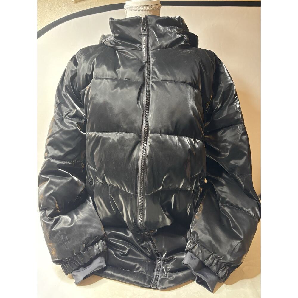 Arctic Expedition Black Liquid Shine Puffer Coat Women’s Size XL Hooded Winter J
